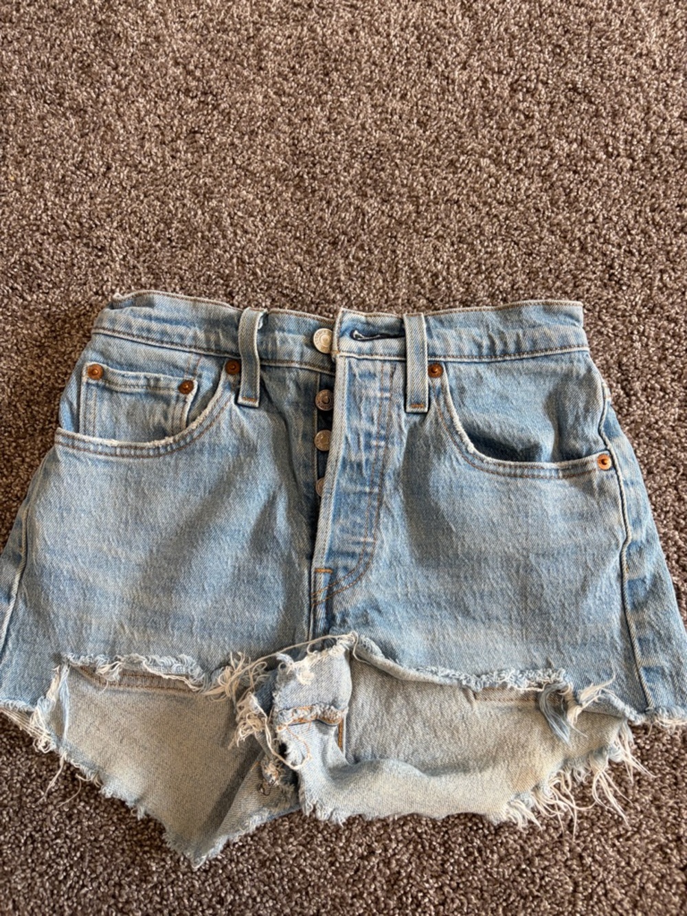 Levi's Light Blue Distressed Denim Shorts